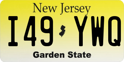 NJ license plate I49YWQ