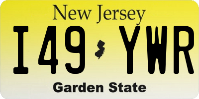 NJ license plate I49YWR