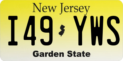 NJ license plate I49YWS