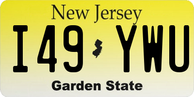 NJ license plate I49YWU