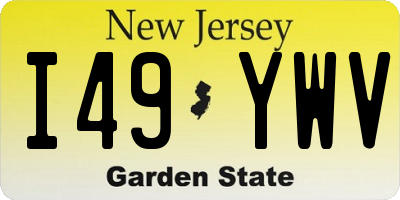 NJ license plate I49YWV