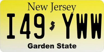 NJ license plate I49YWW