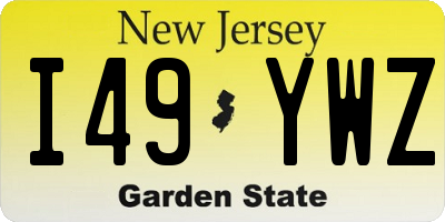 NJ license plate I49YWZ