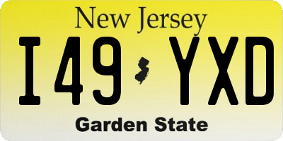 NJ license plate I49YXD