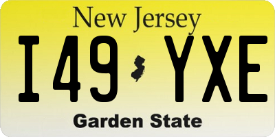 NJ license plate I49YXE