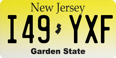 NJ license plate I49YXF