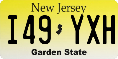 NJ license plate I49YXH