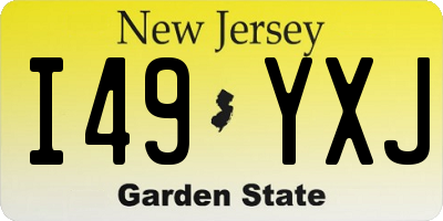 NJ license plate I49YXJ
