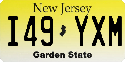 NJ license plate I49YXM