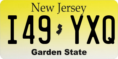 NJ license plate I49YXQ