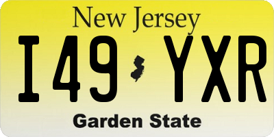 NJ license plate I49YXR
