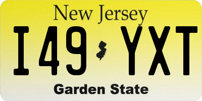 NJ license plate I49YXT