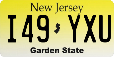 NJ license plate I49YXU