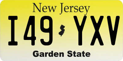 NJ license plate I49YXV