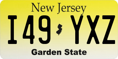 NJ license plate I49YXZ