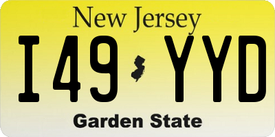 NJ license plate I49YYD