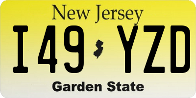 NJ license plate I49YZD