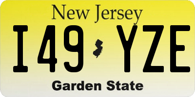 NJ license plate I49YZE