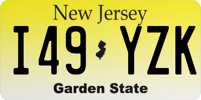 NJ license plate I49YZK