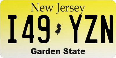NJ license plate I49YZN