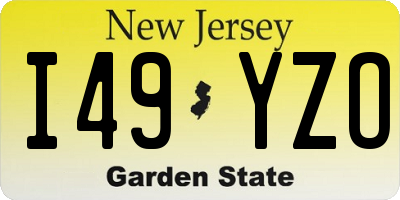 NJ license plate I49YZO