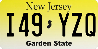 NJ license plate I49YZQ