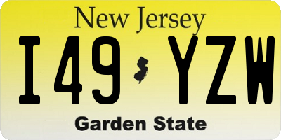 NJ license plate I49YZW