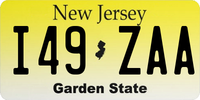 NJ license plate I49ZAA