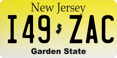 NJ license plate I49ZAC