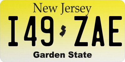NJ license plate I49ZAE