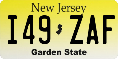 NJ license plate I49ZAF