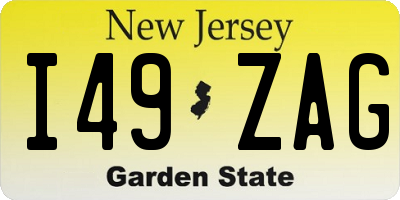 NJ license plate I49ZAG