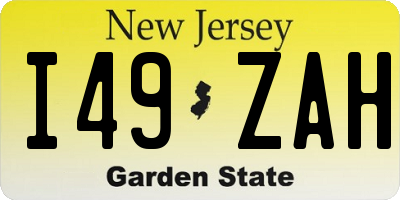 NJ license plate I49ZAH
