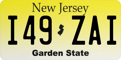 NJ license plate I49ZAI