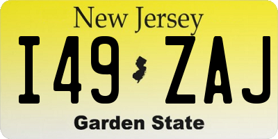 NJ license plate I49ZAJ