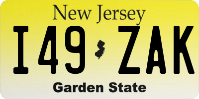 NJ license plate I49ZAK