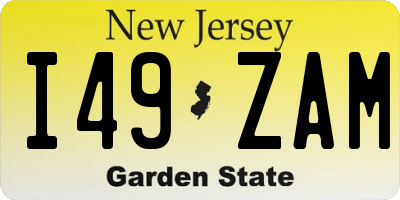 NJ license plate I49ZAM