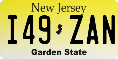 NJ license plate I49ZAN