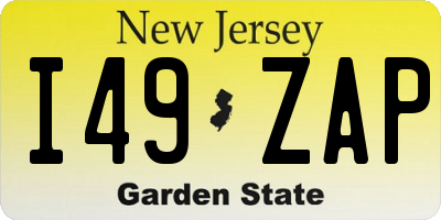 NJ license plate I49ZAP