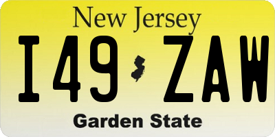 NJ license plate I49ZAW