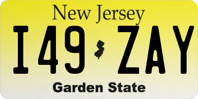 NJ license plate I49ZAY