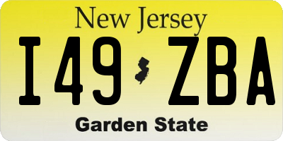 NJ license plate I49ZBA