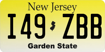 NJ license plate I49ZBB