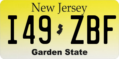 NJ license plate I49ZBF