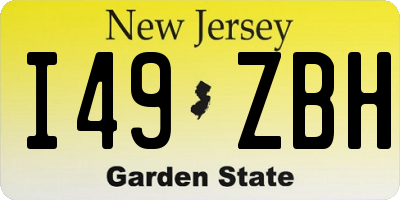 NJ license plate I49ZBH