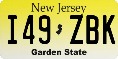 NJ license plate I49ZBK