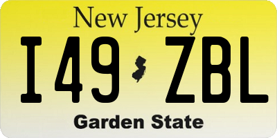 NJ license plate I49ZBL