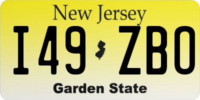 NJ license plate I49ZBO