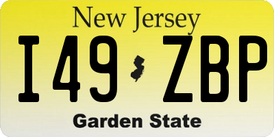 NJ license plate I49ZBP
