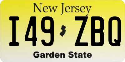NJ license plate I49ZBQ
